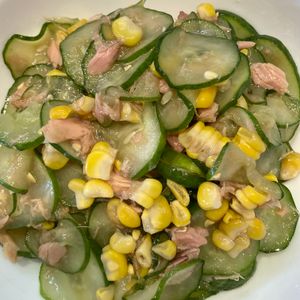 くだもの大好き🧡の作ってみた!投稿(【大量消費🥒】きゅうりのさっぱりツナコーンサラダ)