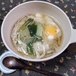 M＊Pの作ってみた!投稿(【小松菜ときのこと落とし卵のお味噌汁】栄養満点！)