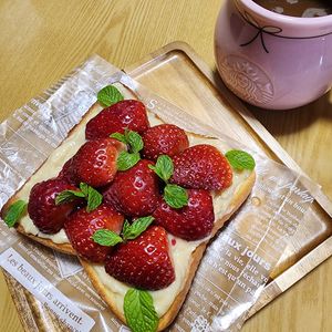 ナムディの作ってみた!投稿(ダブル苺のカスタードトースト【おうちカフェ・カフェ風】)