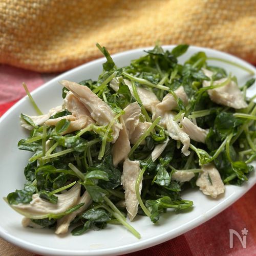 【包丁いらず】豆苗とささみのわさびマヨ和え