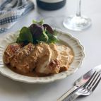 鶏むね肉の蒸し煮 チーズクリームソース