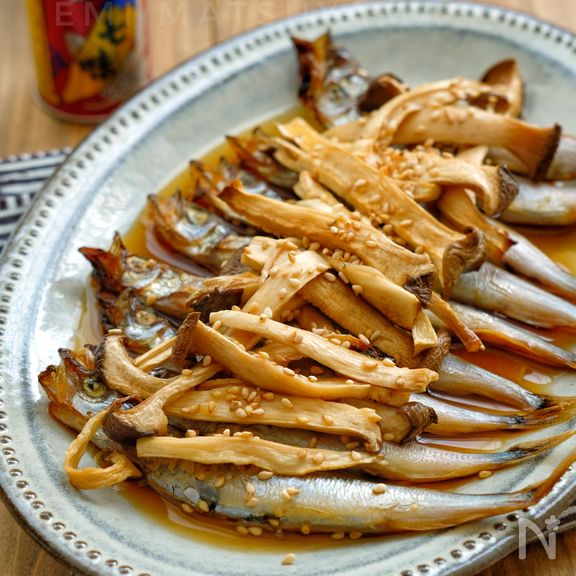 めんつゆで簡単！＊ししゃもとエリンギの焼き浸し＊