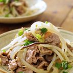 塩昆布で味付け！牛肉もやし炒め
