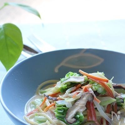 たっぷり野菜の！ちゃんぽん風 豆乳スープスパゲティ