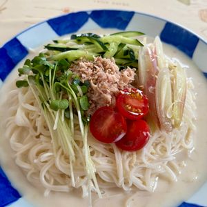 hananekoの作ってみた!投稿(ツナとトマトの冷たい豆乳そうめん)