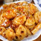 ぷりぷり鶏肉と蓮根の🤭💕とろとろ油淋鶏ソース炒め🍚