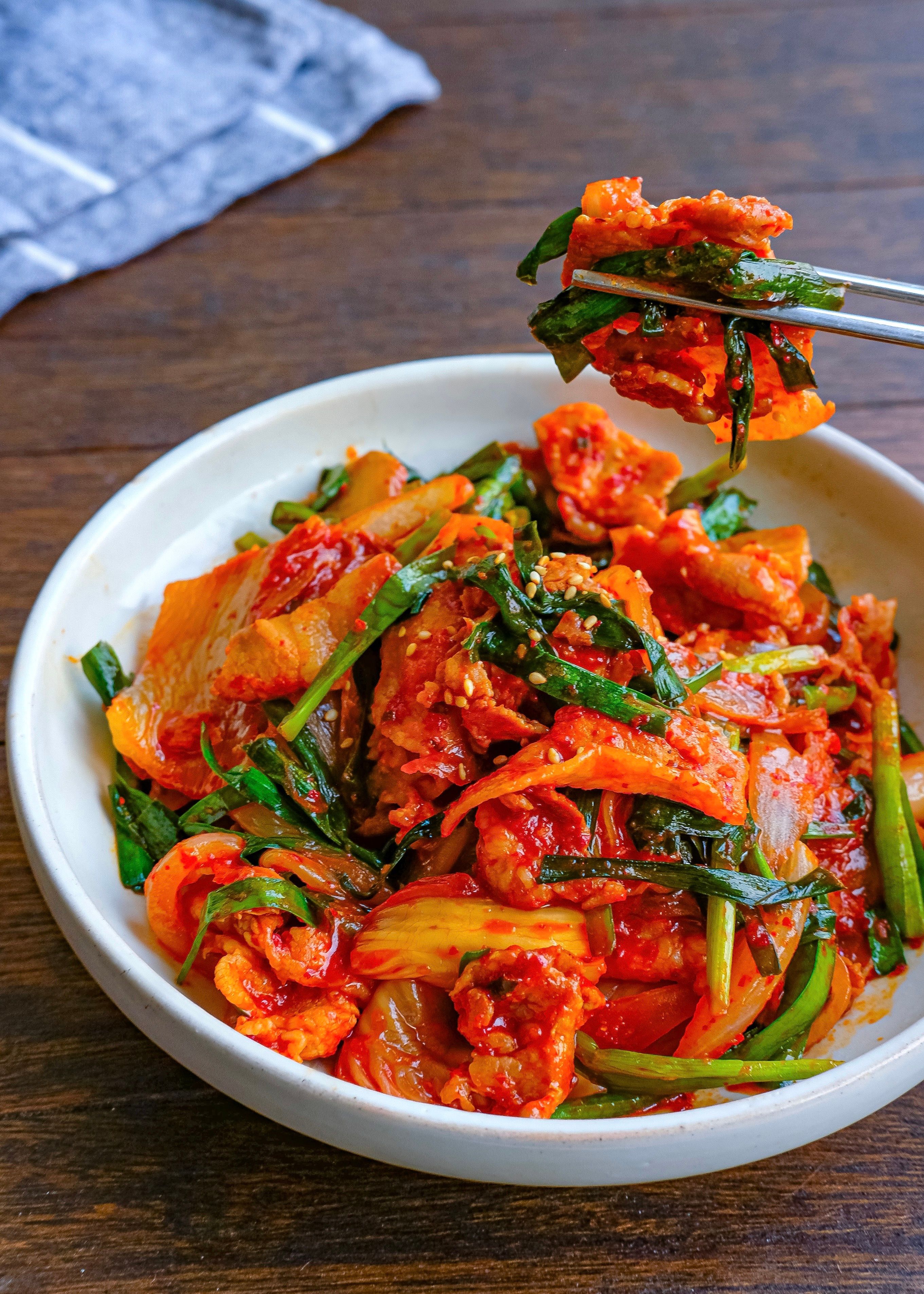 豚キムチ　取り置き 袋）豚キムチ味ラーメン 具材入り3食パック／具だくさんブタキム