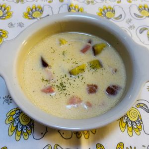 puricoの作ってみた!投稿(体ぽかぽか🥄チーズがとろけるさつまいものクリームスープ)