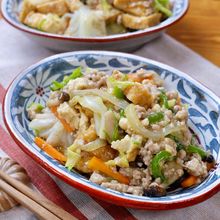 超かさまし！！『厚揚げの肉みそとろみ野菜炒め』