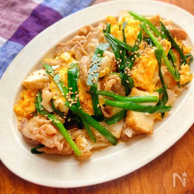 10分で完成！豚ニラ厚揚げの とろ卵炒め#節約 #ご飯に合う