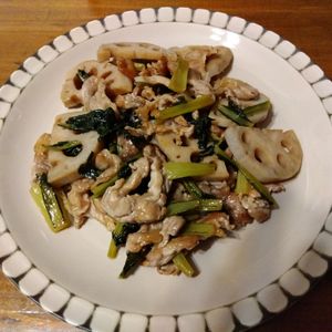 teyon🩵の作ってみた!投稿(小松菜と蓮根が旨い《甘辛♡柚子胡椒炒め》)