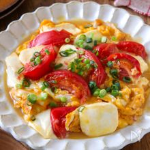 【豆腐とトマトと卵の中華炒め】ヘルシーにボリュームアップ♪