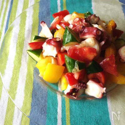 タコと夏野菜の塩レモンサラダ