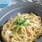 【松茸のお吸い物でカニカマ豆乳パスタ】包丁不要で簡単！