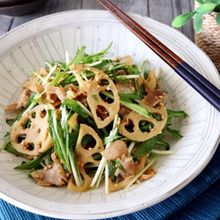 豚バラと蓮根と水菜のデリ風サラダ