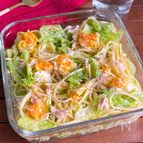 チンして和えるだけ♪「レタスとゆで卵のスパゲティサラダ」