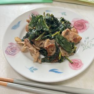 きらの作ってみた!投稿(切って炒めて10分☆【豚肉と空芯菜のマスタード炒め】)