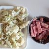 【カリフラワーとベーコンのチーズパン粉焼き】今日のおつまみの工程1