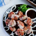 だし香る♪大葉入り豚コマ団子～梅肉ポン酢ソース付