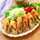 スライスチーズのくるくる梅しそカツ