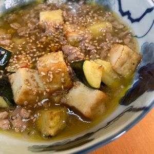 しょうこの作ってみた!投稿(【厚揚げとズッキーニの塩麻婆】夏野菜が美味しい崩れない麻婆！)