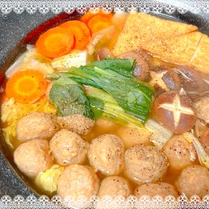 にゃ〜むずの作ってみた!投稿(ごろっとジューシー豚団子と白菜のお鍋)