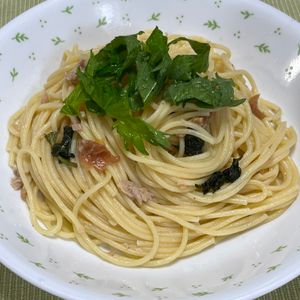 キャピタンの作ってみた!投稿(調味料２つ！混ぜるだけ和風梅しそパスタ)