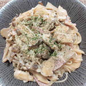 よっこの作ってみた!投稿(【きのこのクリームパスタ】白だしで絶品／ワンパンで簡単！)
