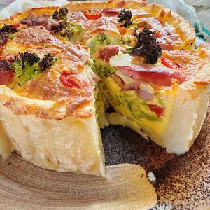 kumakyosyoの作ってみた!投稿(ほくほくヘルシー！スマッシュドポテトのキッシュ)