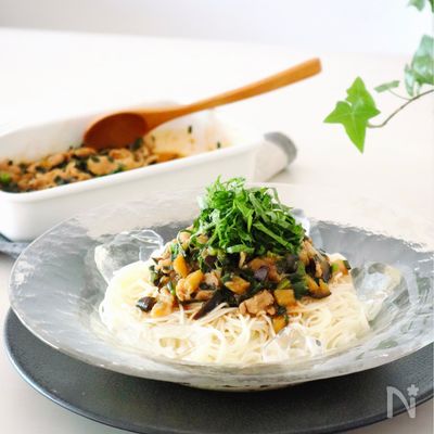 辛うま♡【ニラなす肉味噌そうめん】炒めるだけ♪簡単!!