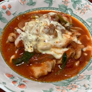 りんごの作ってみた!投稿(【鶏肉のチーズトマト煮】7分の煮込みで主役級)