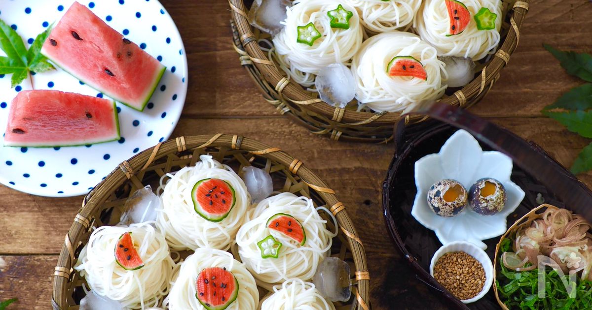 めんたい豆乳ごまダレで食べる、スイカ素麺
