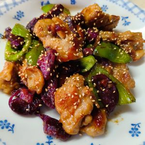 もんぶらん°・*:.。.☆の作ってみた!投稿(ワンパン15分！【鶏肉とさつまいもの甘辛バター炒め】)