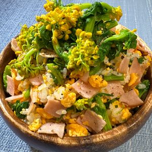楽ラク手抜キッチン🐶🐾の作ってみた!投稿(菜の花の簡単洋風混ぜご飯。)