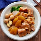 大根と一口豚バラの角煮風～うずら卵添え～