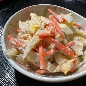 おかむーの作ってみた!投稿(簡単10分副菜【白菜ツナのごま味噌マヨ和え】)