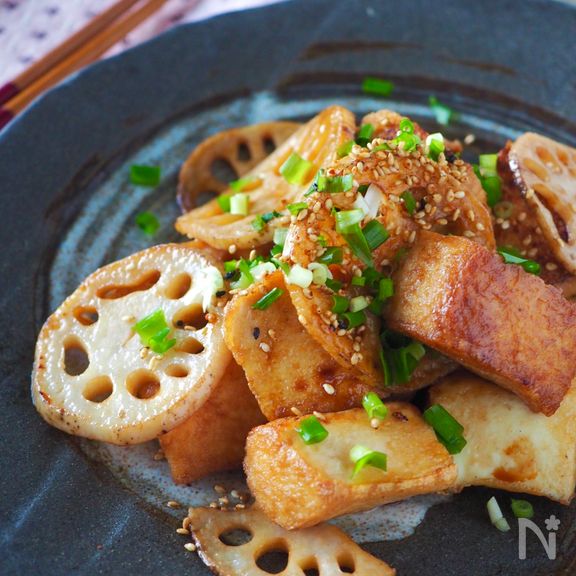 【調味料２つ】厚揚げとれんこんの甘酢炒め#作り置き