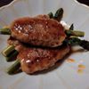 葉名の作ってみた!投稿(薬味たっぷりつくねをまとった♪甘辛アスパラガス)