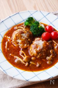 時短クリスマスごはん【チーズとろける♪デミ煮込みハンバーグ】