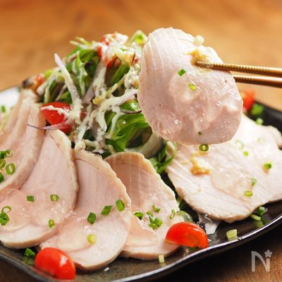 炊飯器で蒸し鶏、筋トレ食