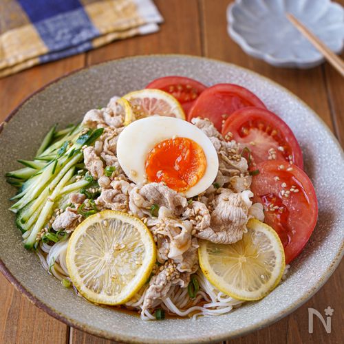 【タレが絶品♡︎レモン中華風豚しゃぶそうめん】自家製だれ♪
