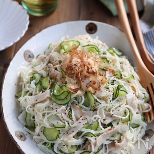 野菜たっぷりスパサラ風そうめん