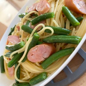 露木李の作ってみた!投稿(簡単！『ほうれん草とベーコンとしめじの醤油パスタ』)