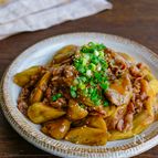 皮むきなすと牛こまの中華風とろみ煮