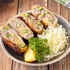 【佐賀県産アスパラの油揚げチーズメンチ】じゅわっと絶品♪