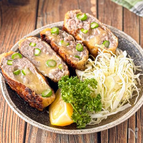 【佐賀県産アスパラの油揚げチーズメンチ】じゅわっと絶品♪