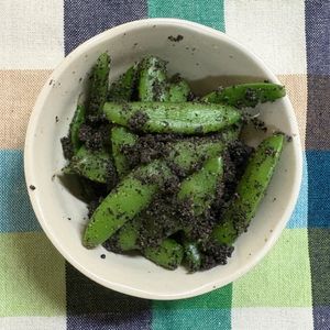 チョビの助の作ってみた!投稿(スナップえんどうの黒胡麻和え)
