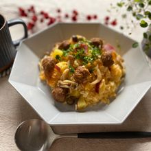 ミートボールと秋の味覚の
洋風炊き込みご飯