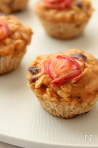 【ふんわり香ばしい】りんごと小豆のオートミールマフィン