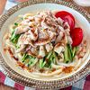 【混ぜるだけ◎濃厚スープ】冷しゃぶサラダのごまだれうどん